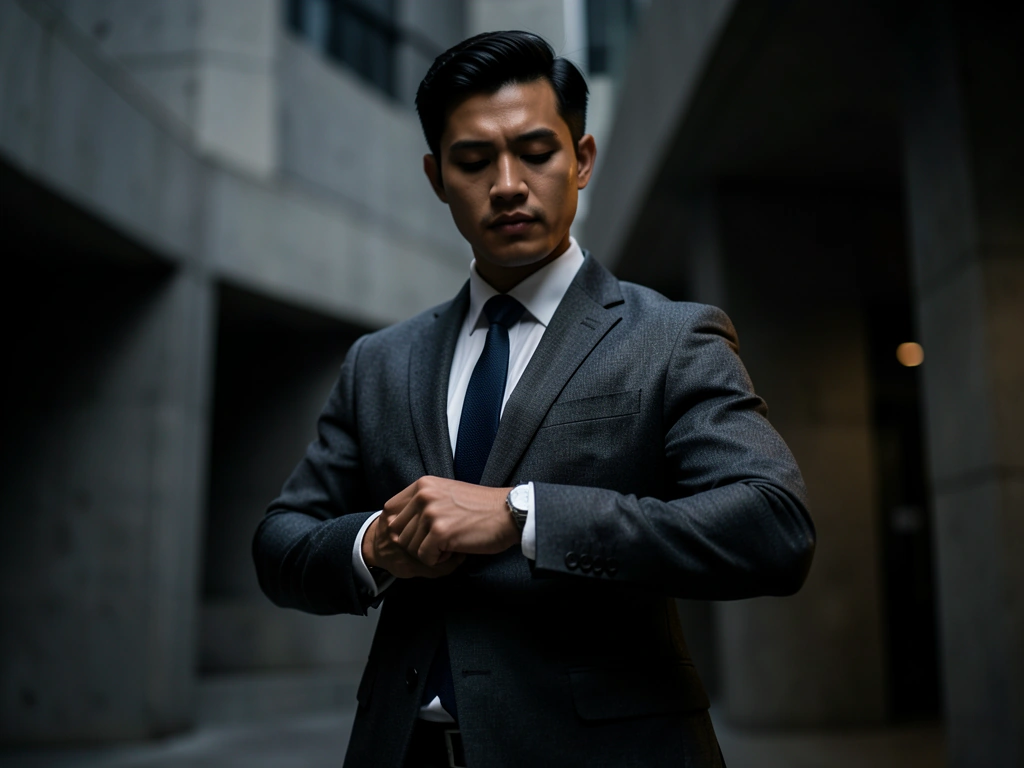 Tailored charcoal suit for professional settings